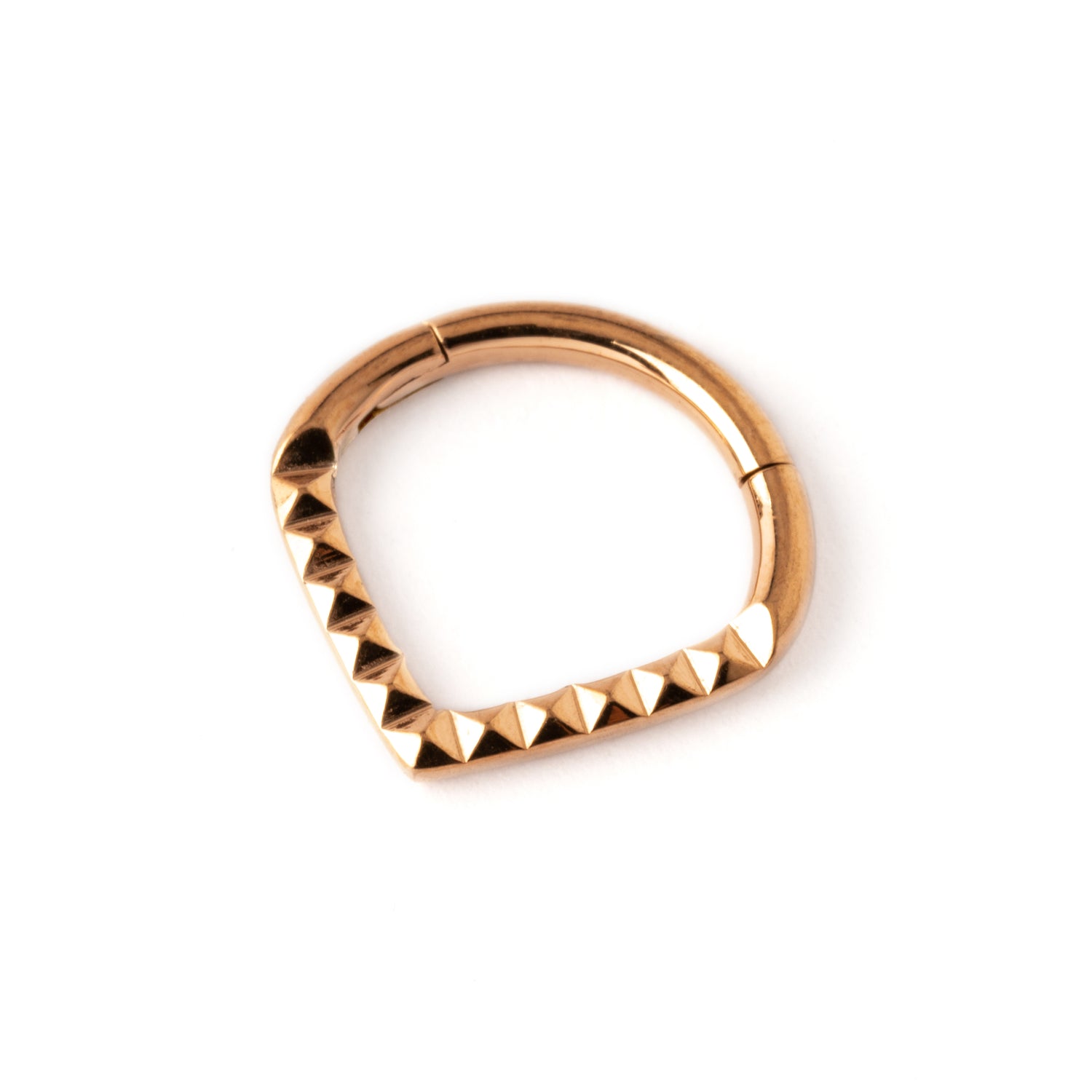 Giza rose gold surgical steel teardrop shaped septum clicker right side view