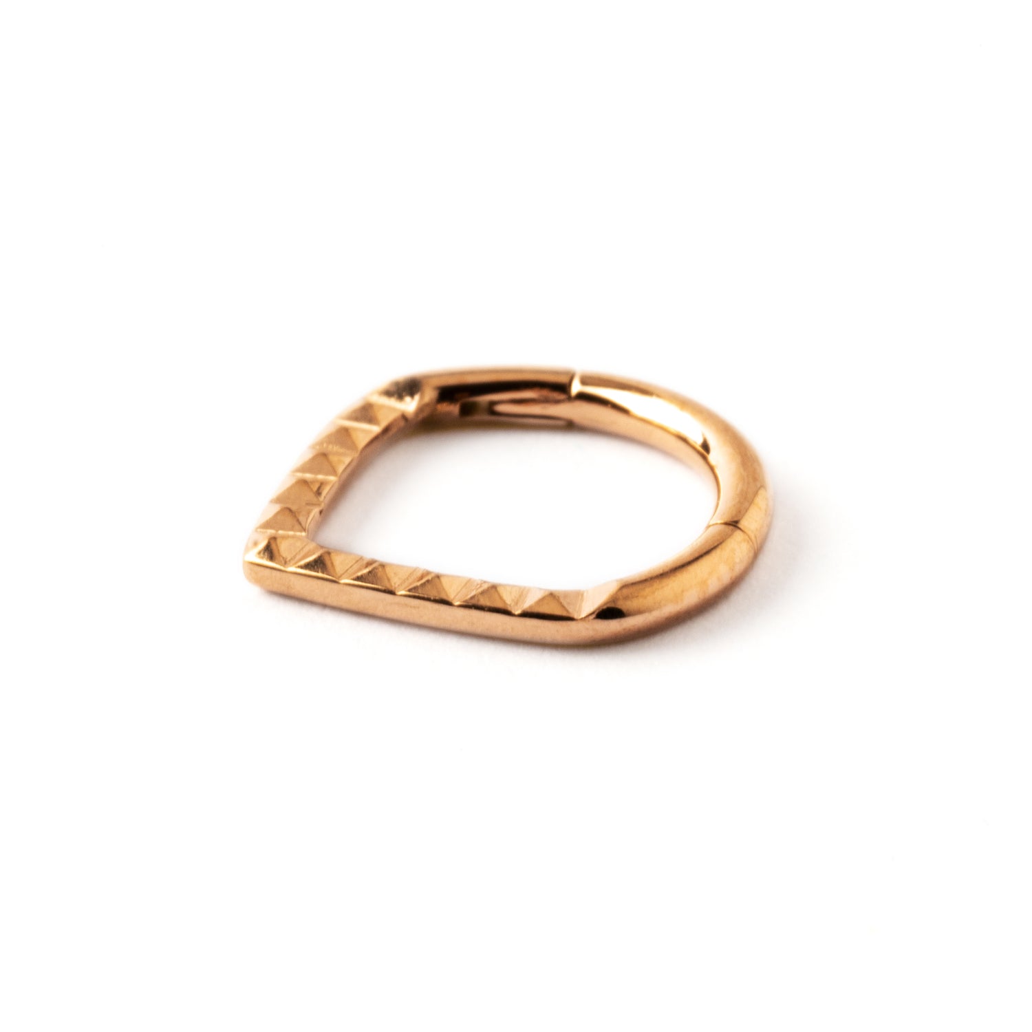 Giza rose gold surgical steel teardrop shaped septum clicker side view
