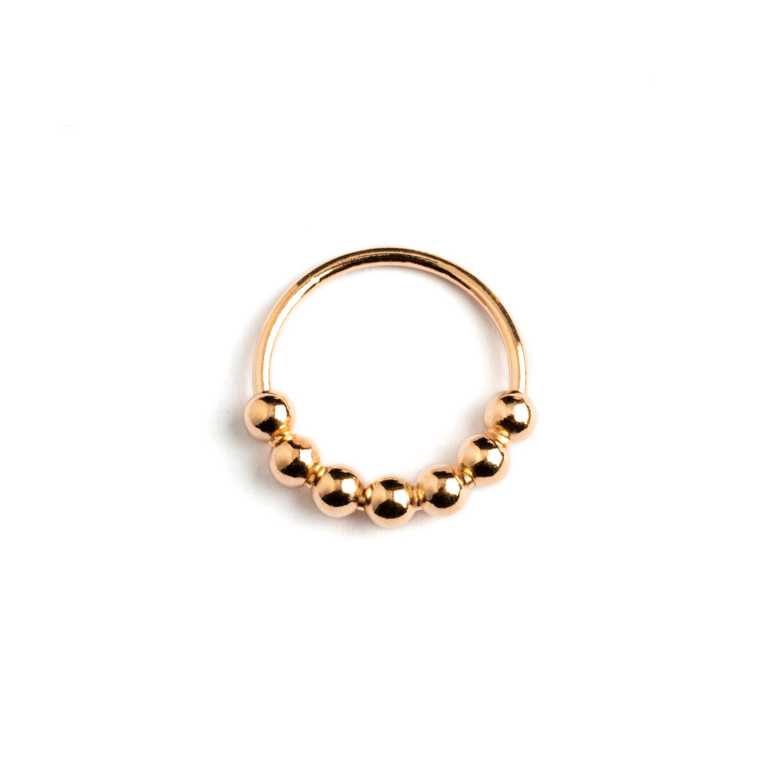 rose gold beaded nose ring frontal view
