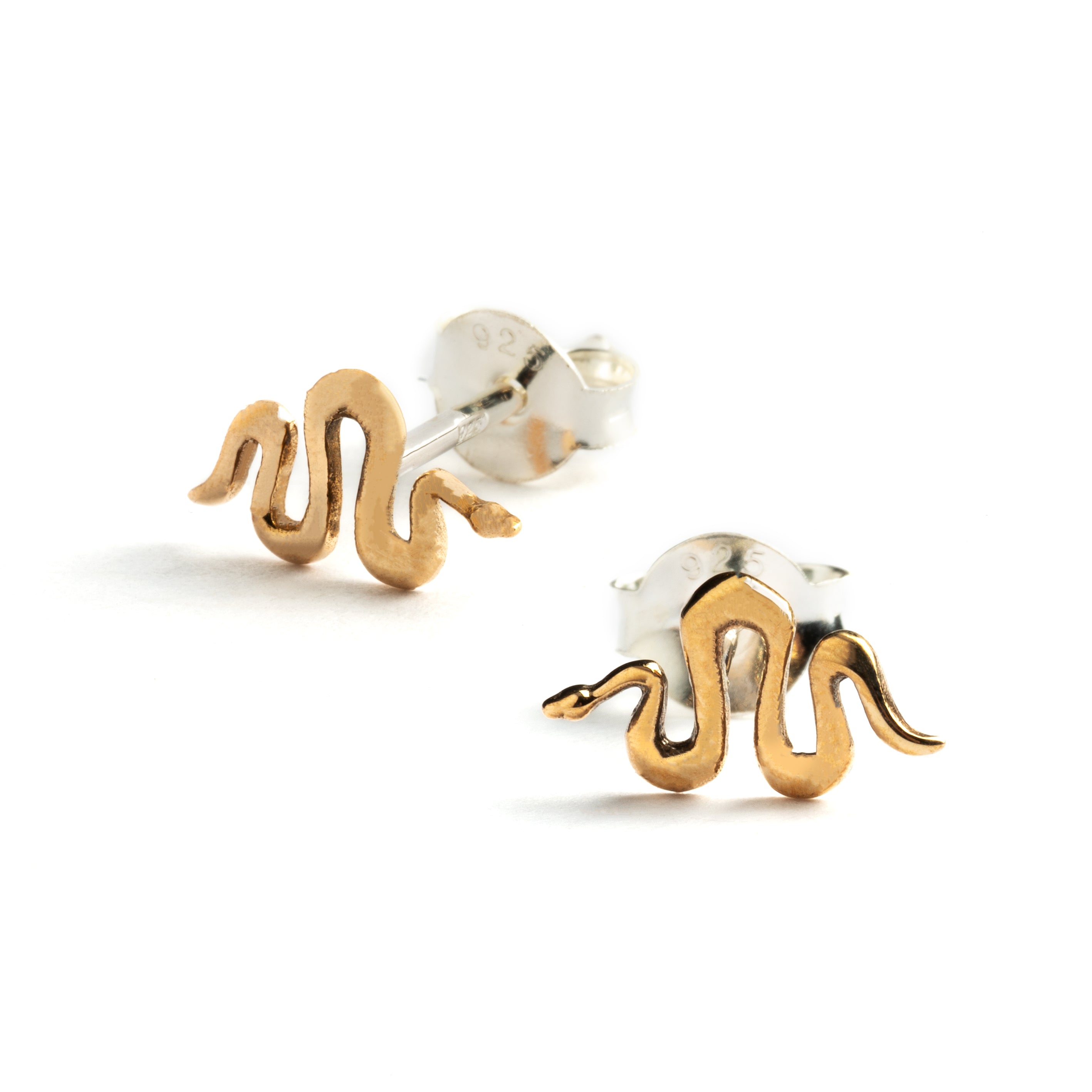 Snake bronze studs front and side view
