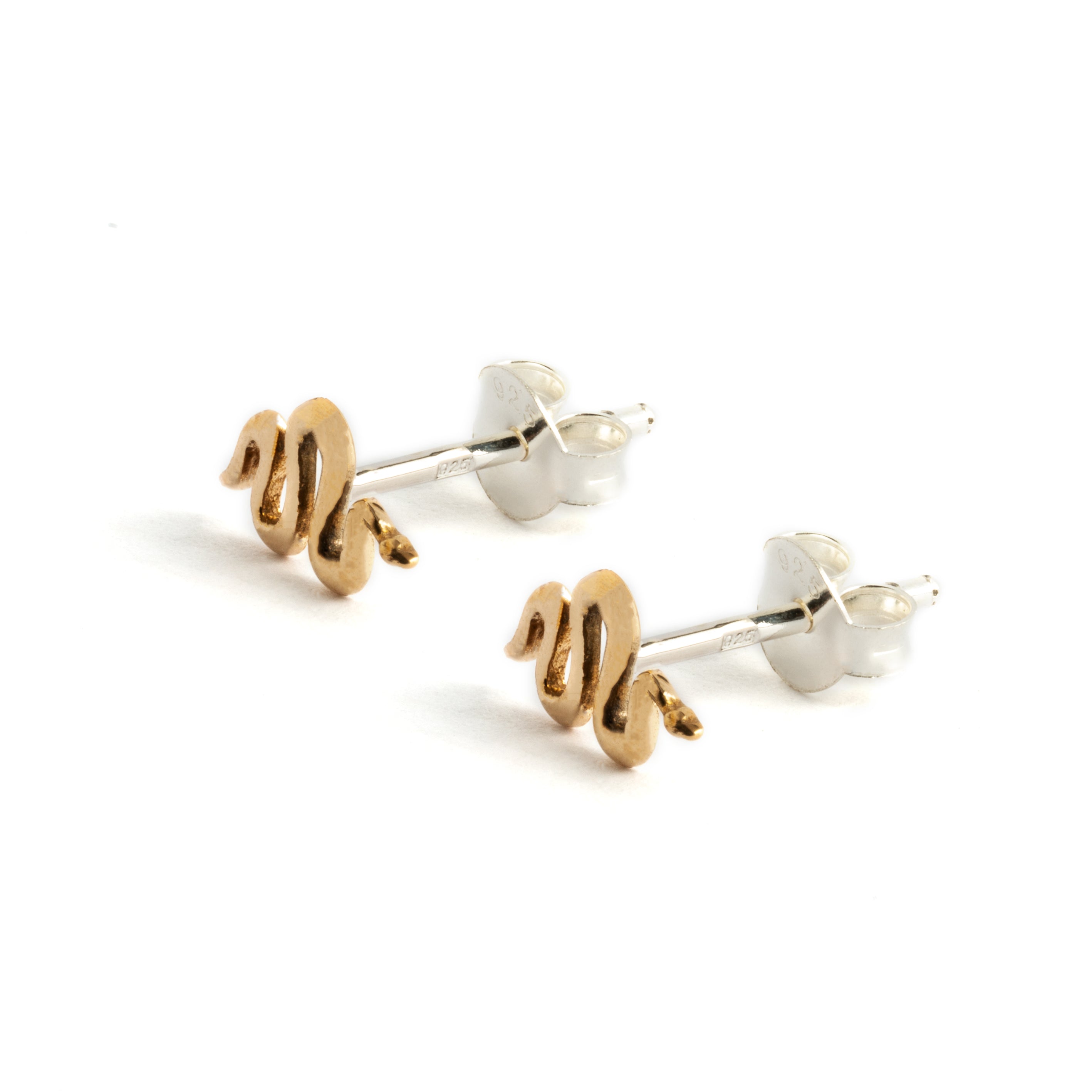 Snake bronze studs side view