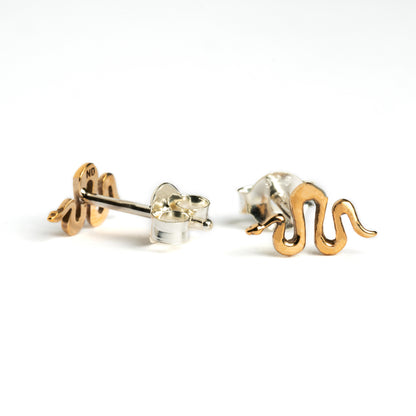 Snake bronze studs front and back view