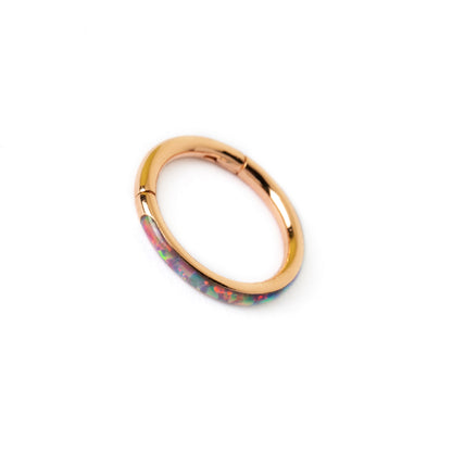 Rose Gold and Dark Opal clicker ring right side view