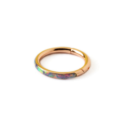 Rose Gold and Dark Opal clicker ring side view
