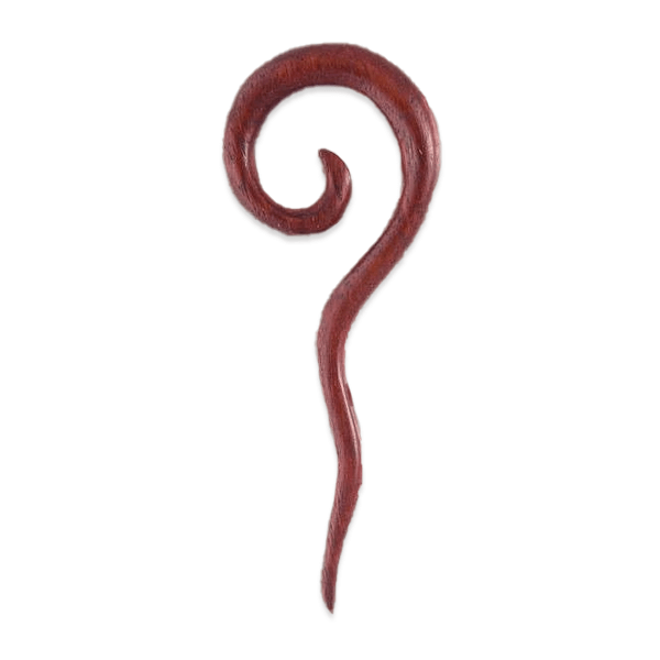 Rose Wood Ear Stretcher with Spiral Top and Long Back