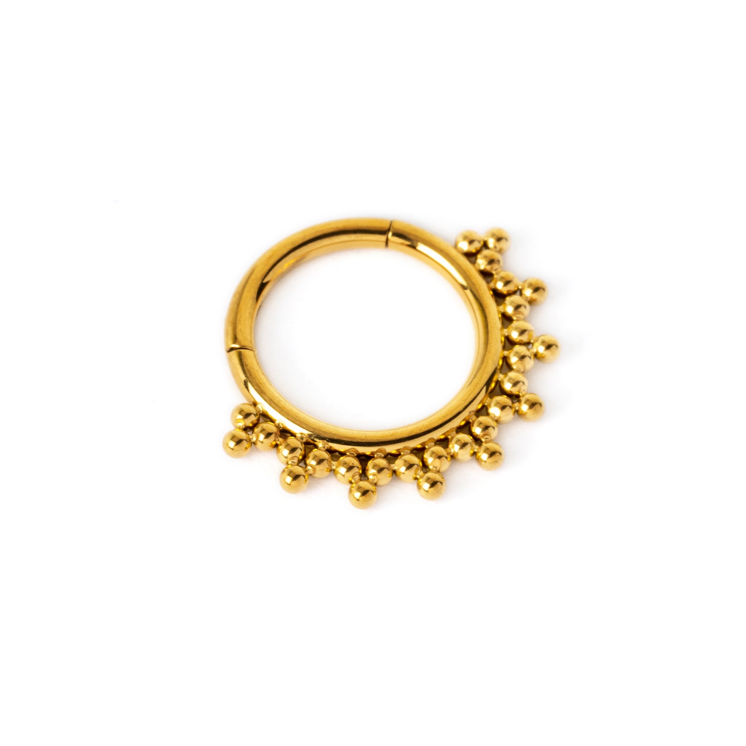 Sarika gold surgical steel septum clicker right side view
