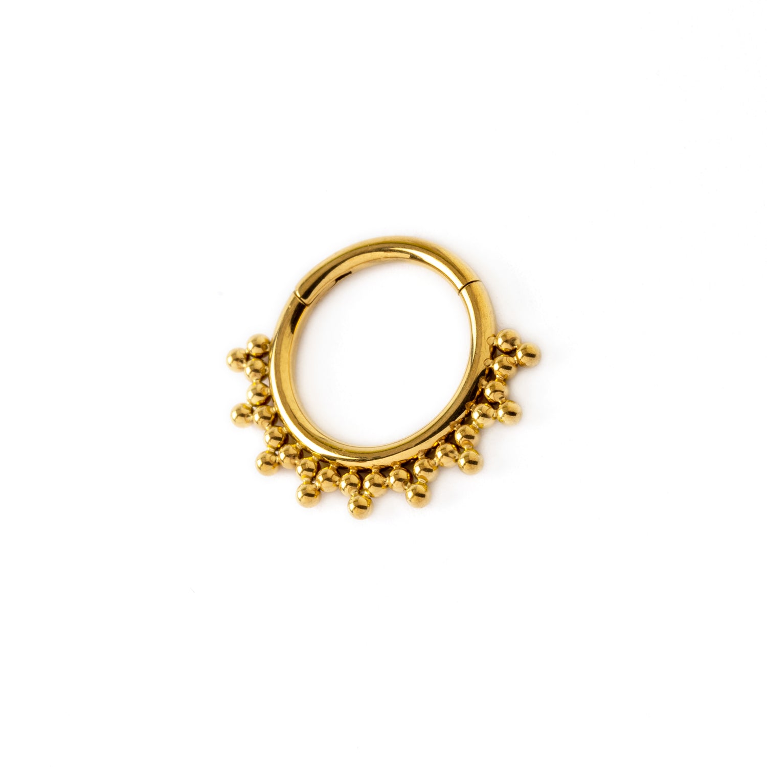 Sarika gold surgical steel septum clicker left side view