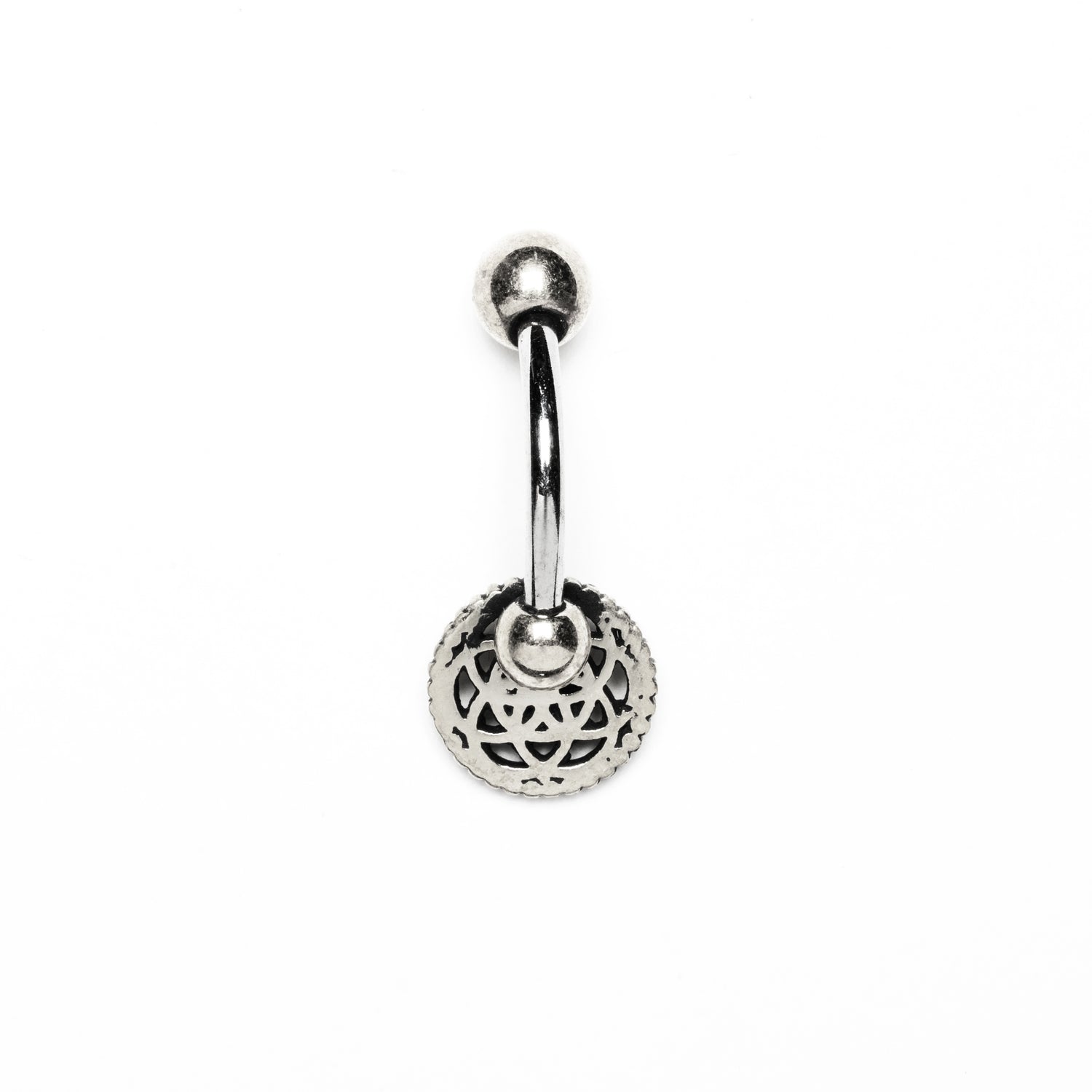Silver Seed of Life Belly Piercing back view