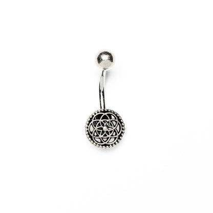 Silver Seed of Life Belly Piercing frontal view