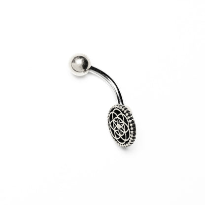 Silver Seed of Life Belly Piercing side view