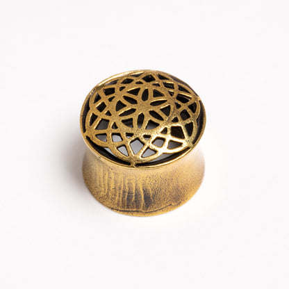 Seed of Life Brass plug frontal view