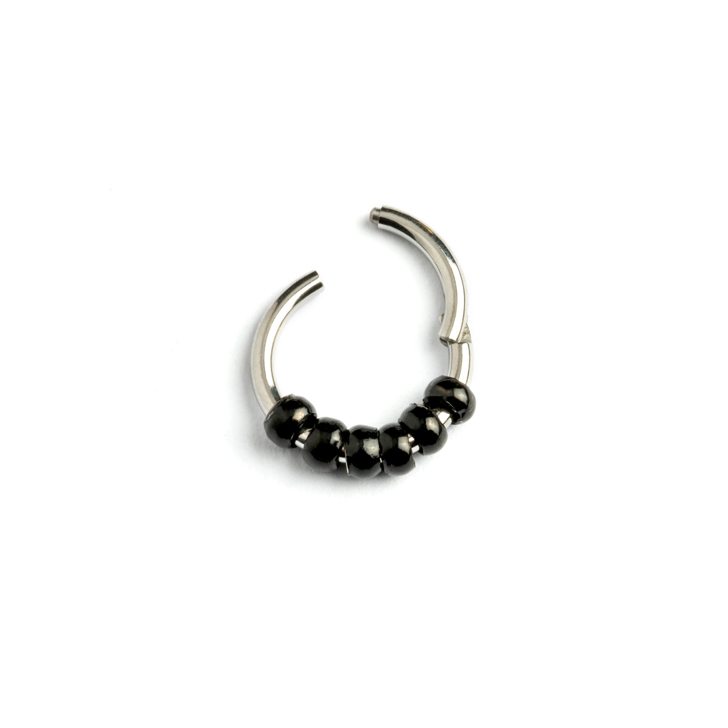 Hinged Segment Ring with Black Beads click on view