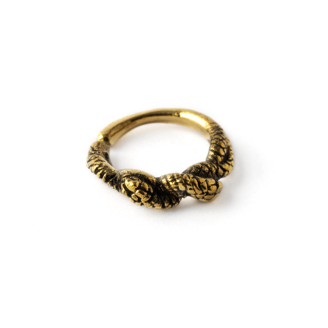 kobara snake golden brass septum ring frontal view