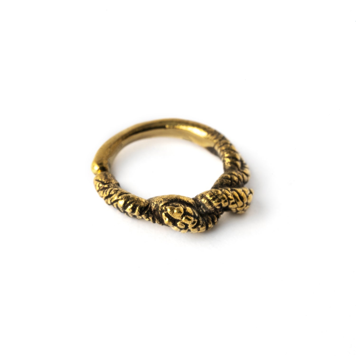 kobara snake golden brass septum ring side view