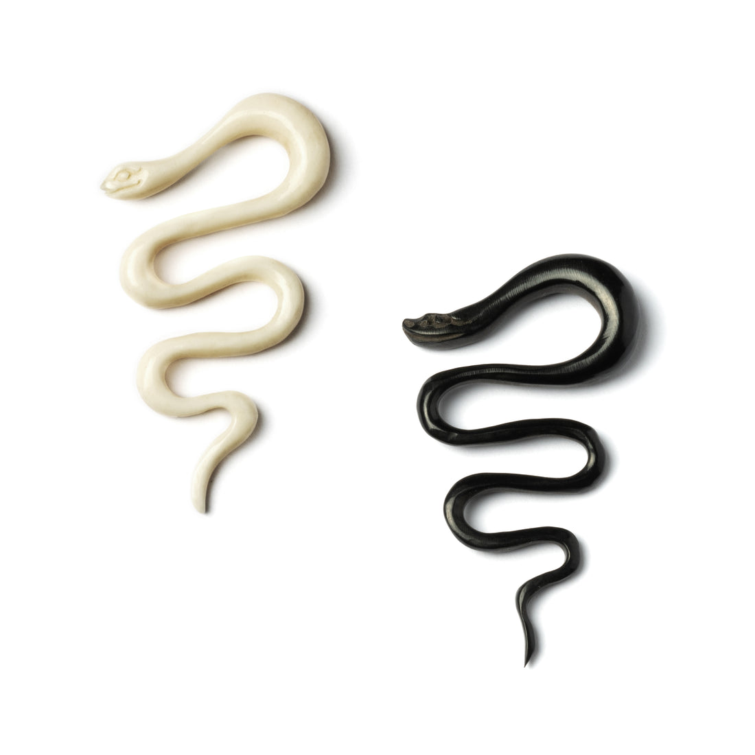 Serpent Gauge Earrings - Horn and bone