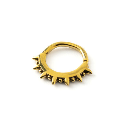 golden brass seamless spiky septum piercing ring left side view