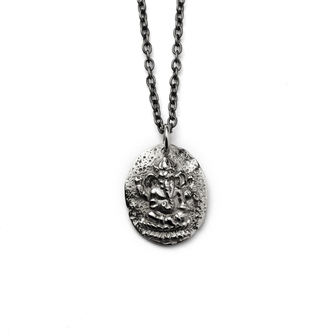 Ganesh Silver Coin Necklace frontal view