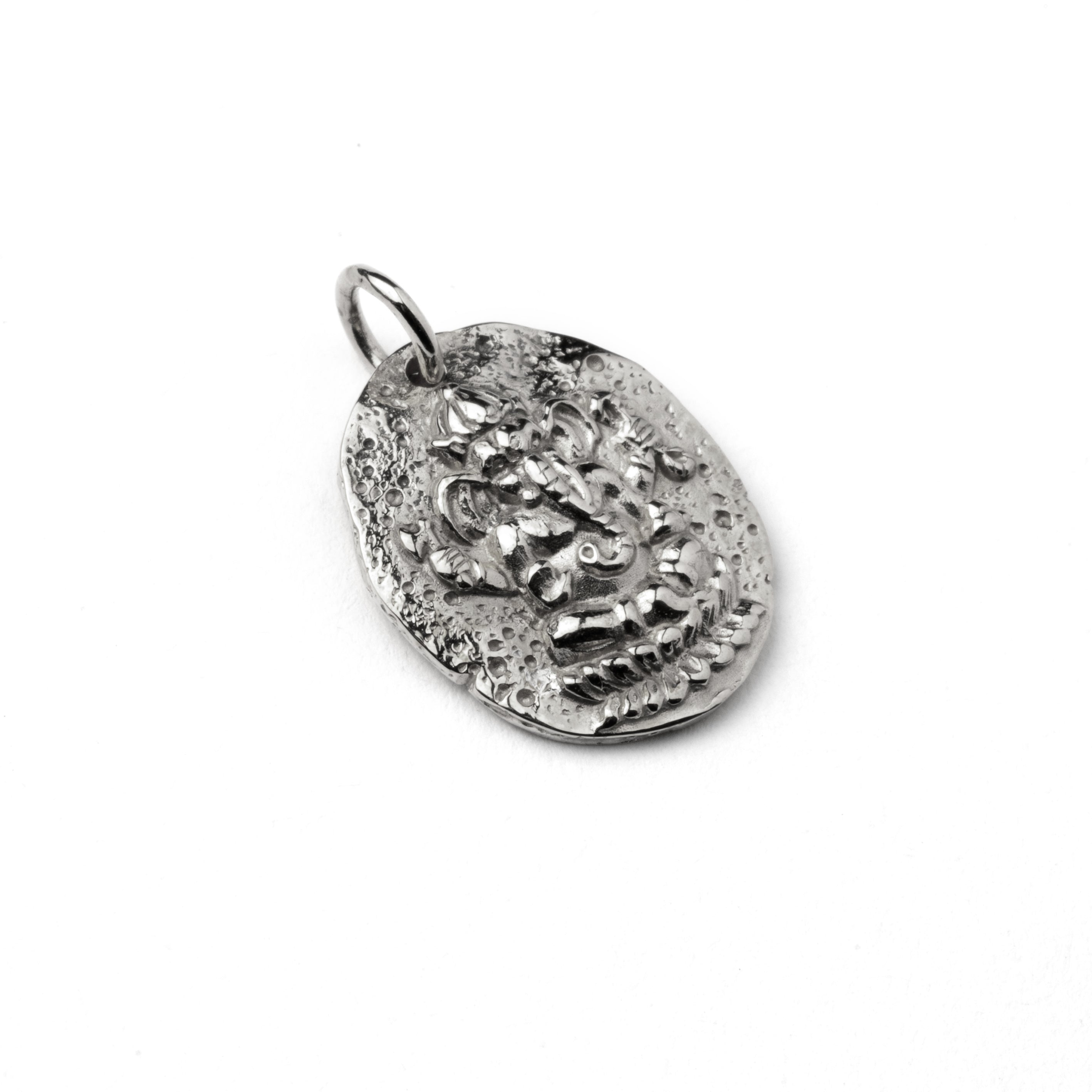 Ganesh Silver Coin Necklace left side view