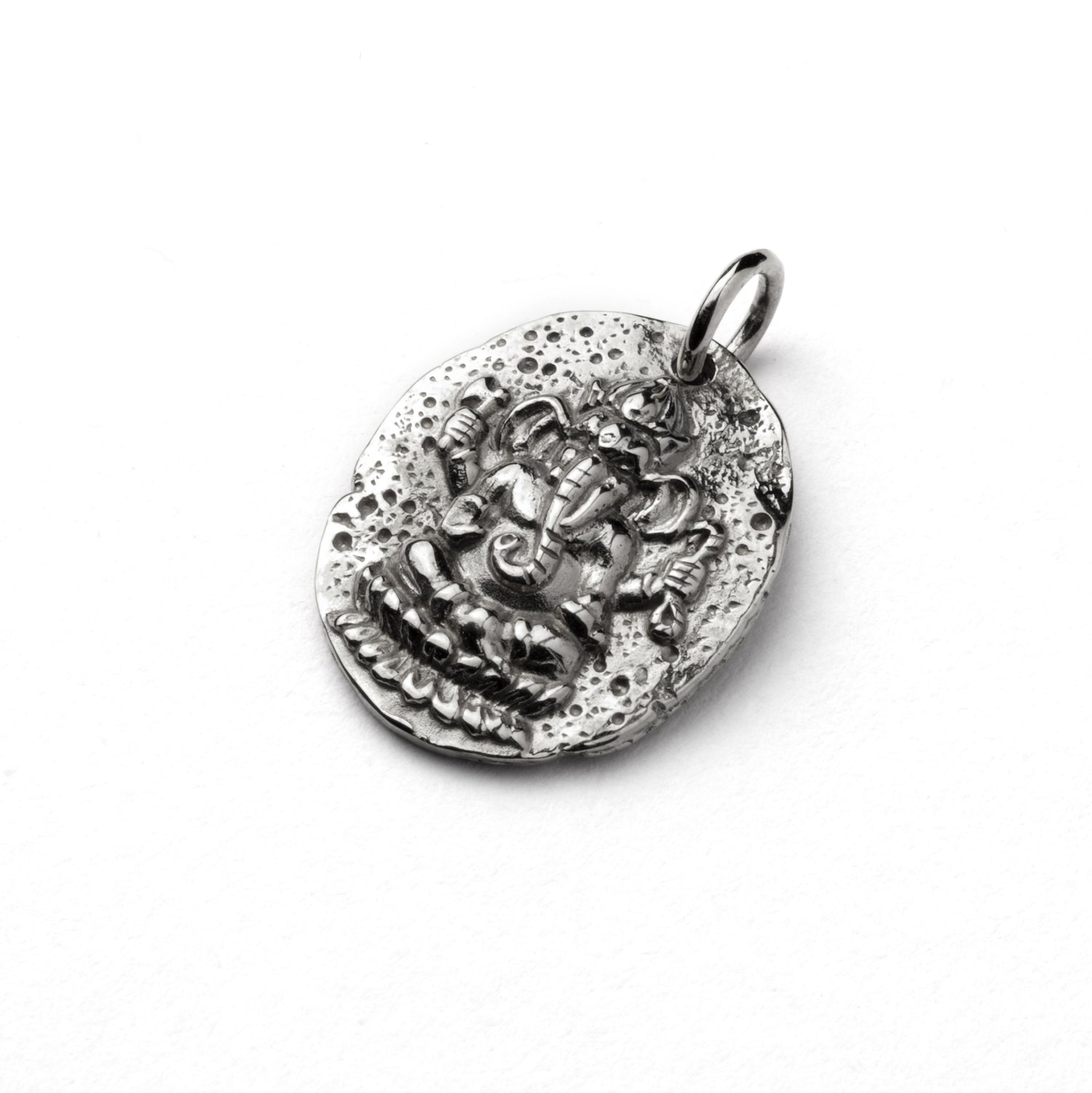 Ganesh Silver Coin Necklace right side view