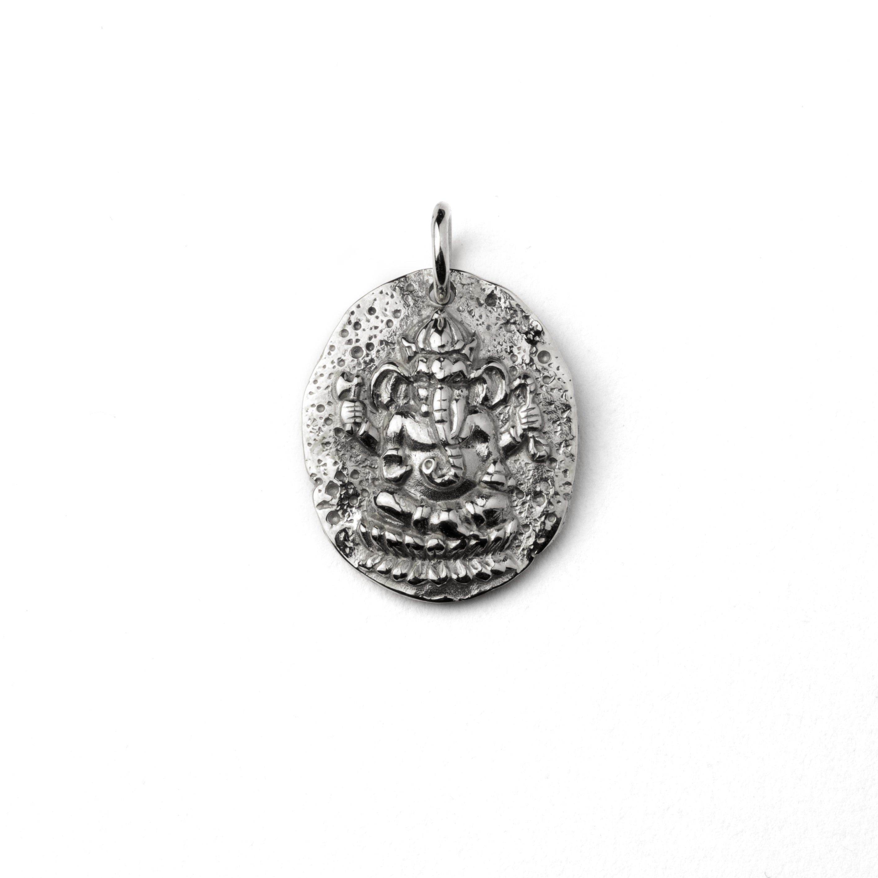 Ganesh Silver Coin Necklace frontal view