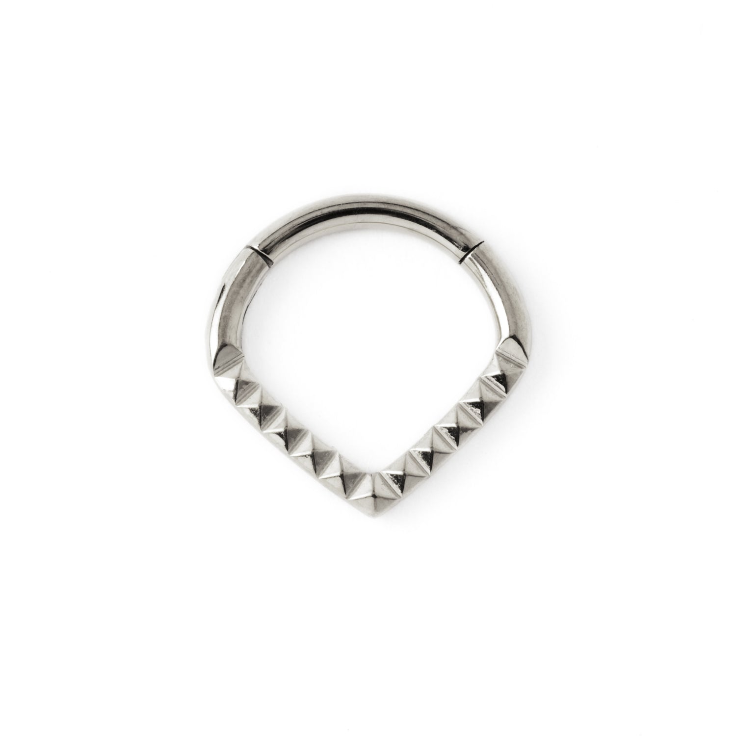 Giza surgical steel teardrop shaped septum clicker frontal view