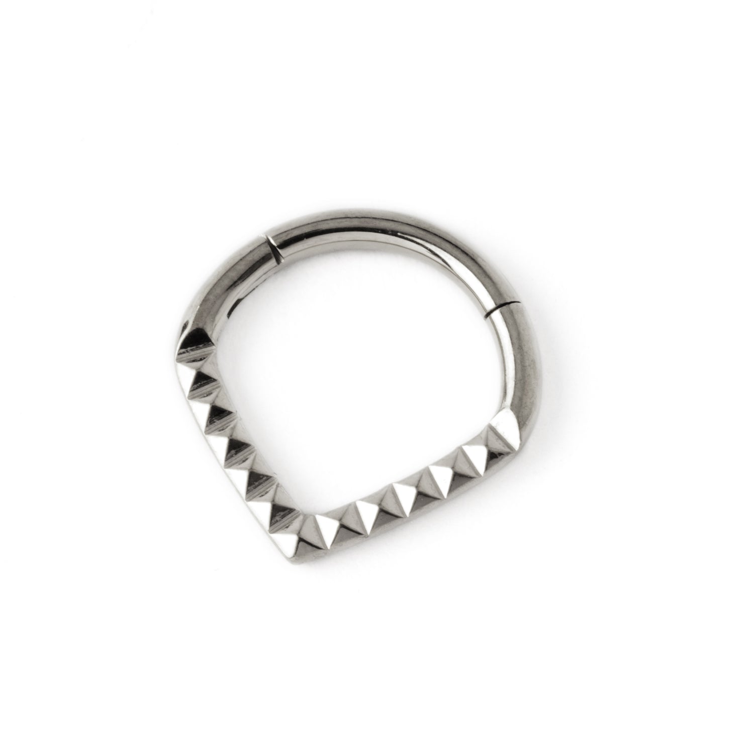 Giza surgical steel teardrop shaped septum clicker right side view