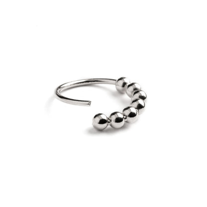 Silver beaded nose ring open mode view
