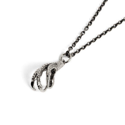 Silver Bird Claw charm Necklace right side view