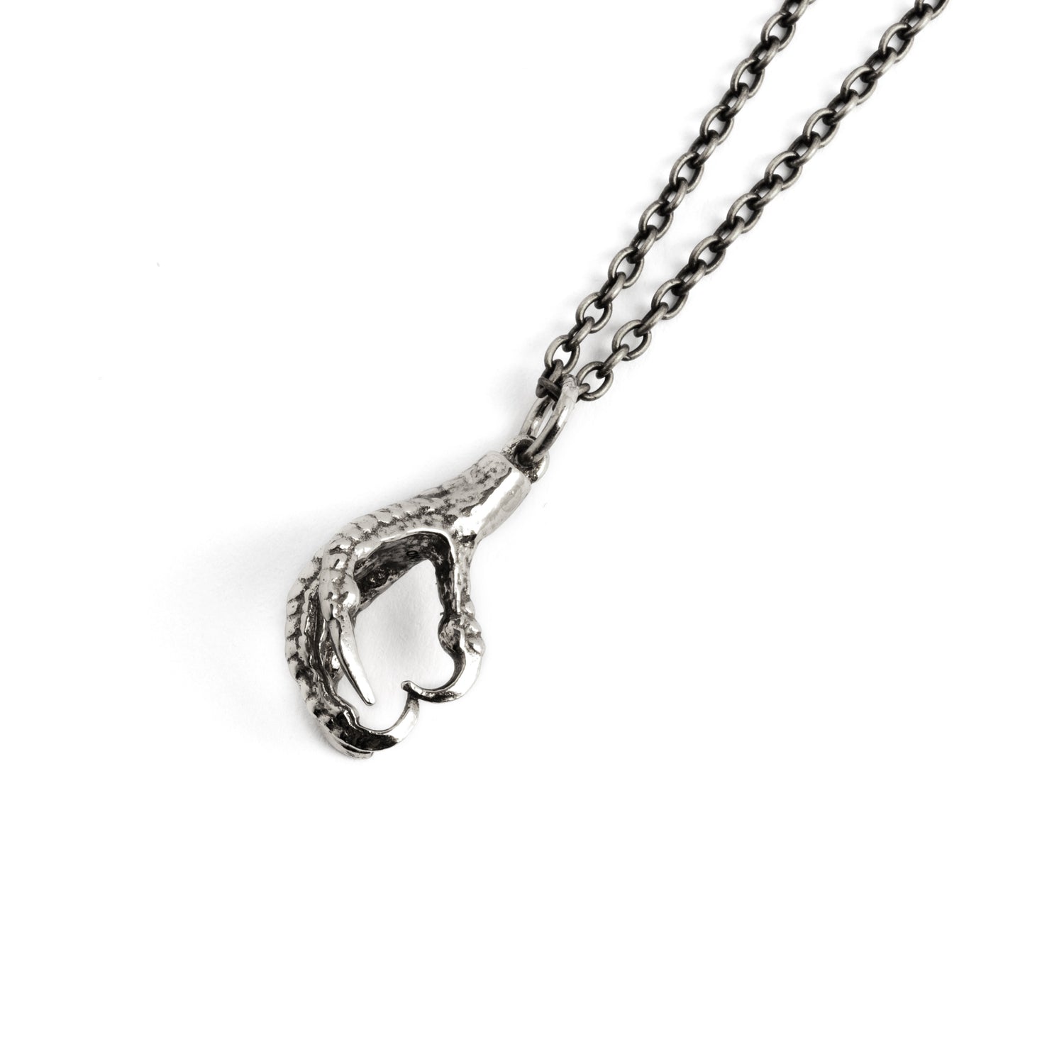Silver Bird Claw charm Necklace right side view