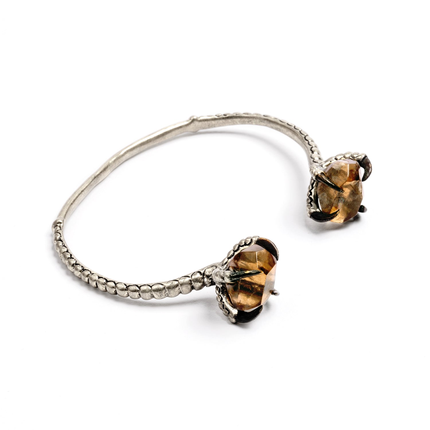 Silver-Bird-Claw-smoke-ycrystal-Cuff_1