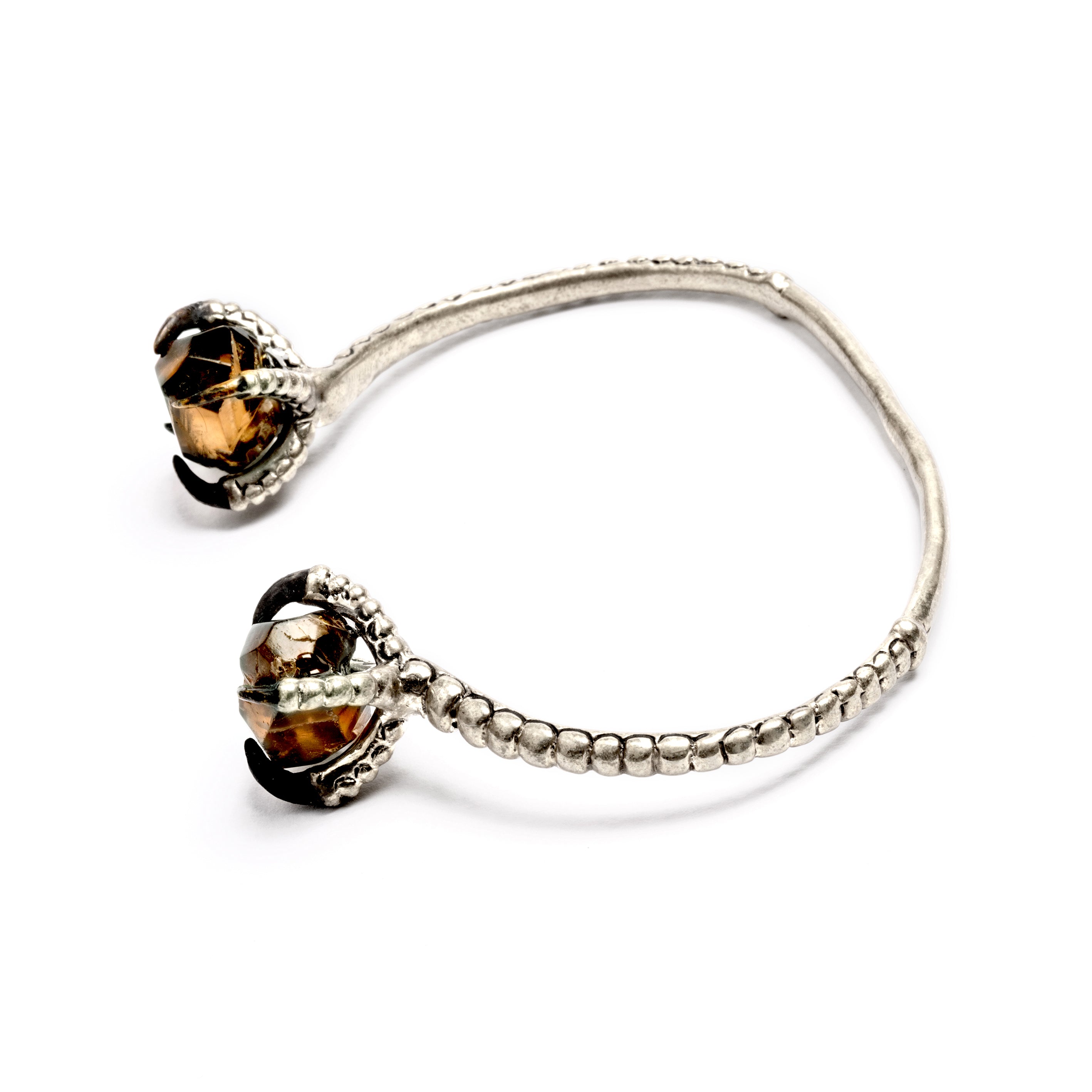 Silver-Bird-Claw-smoke-ycrystal-Cuff_3