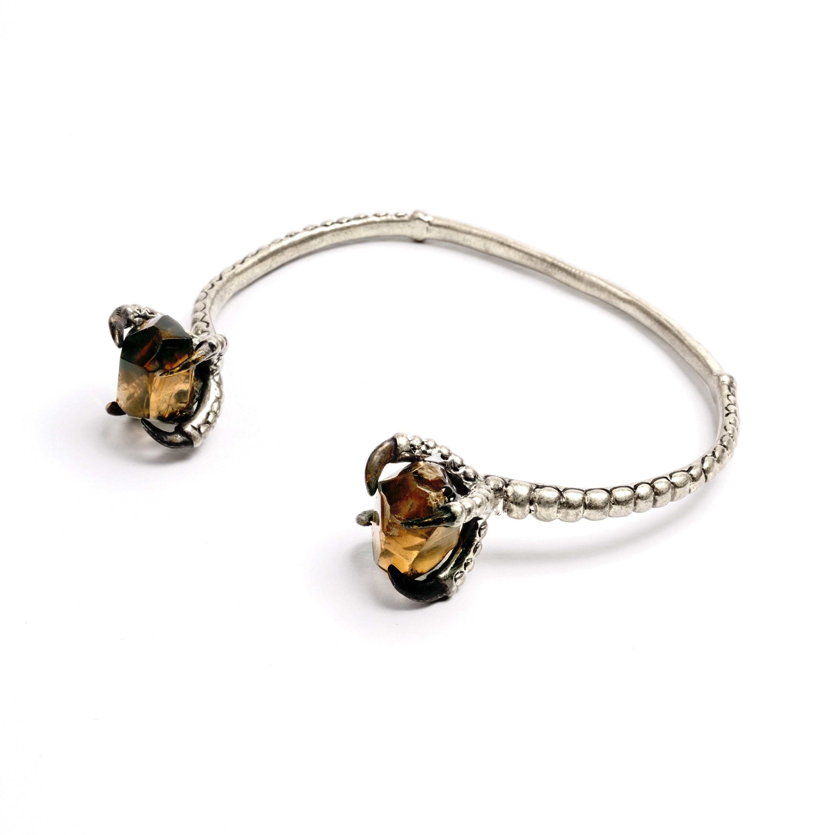 Silver-Bird-Claw-smoke-ycrystal-Cuff_4