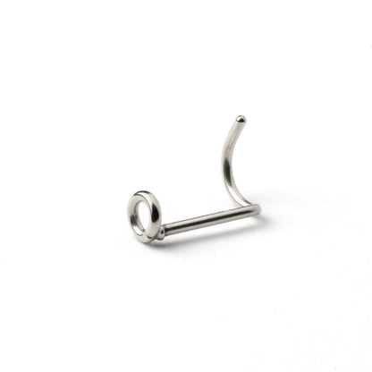 Silver circle wire nose stud side view