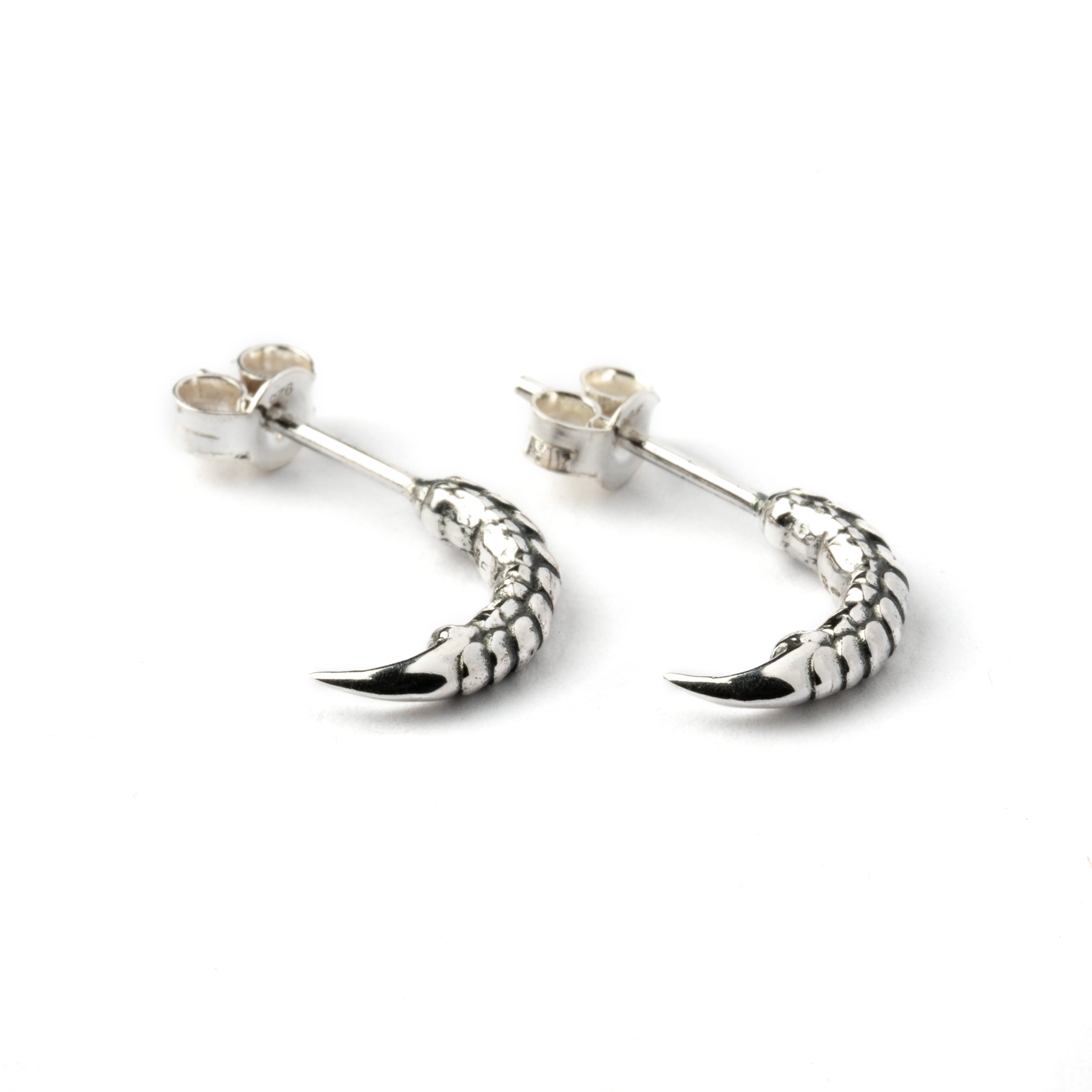 Silver Talon Earrings side and front view
