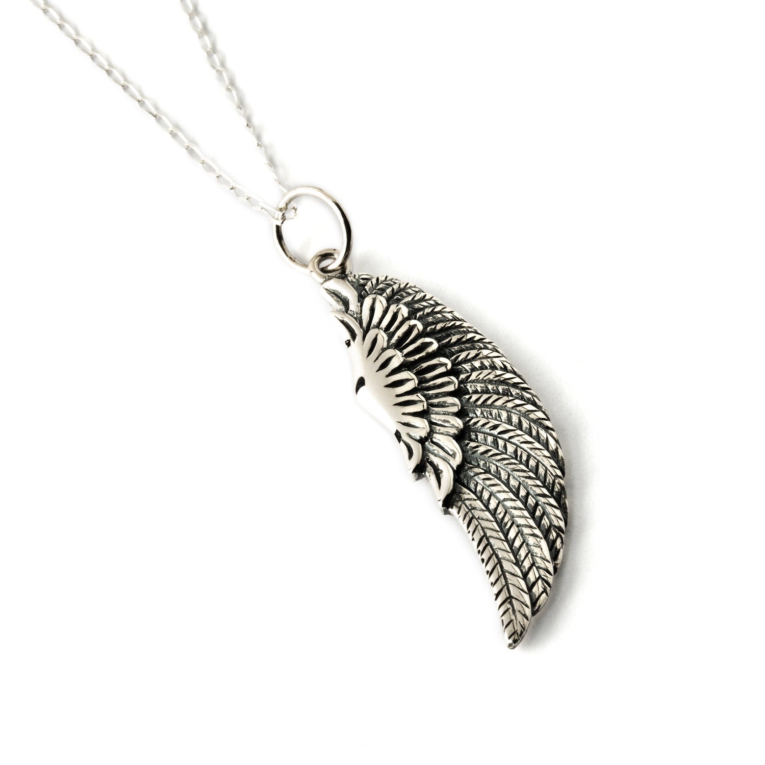 Silver Dakota Wing Pendant left side view