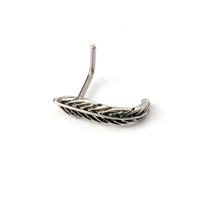 Silver feather nose stud right side view