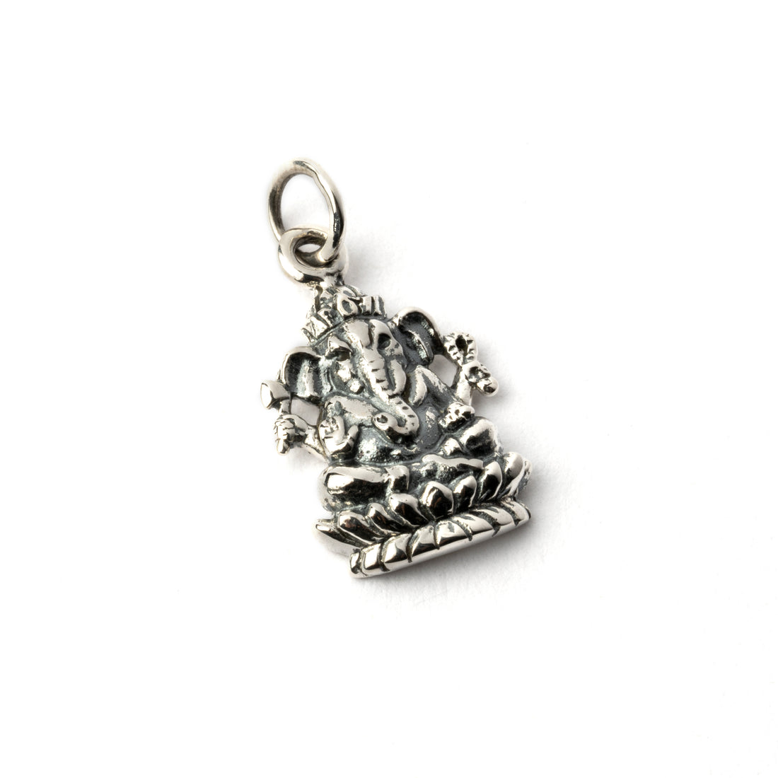 Ganesh Silver charm necklace left side view