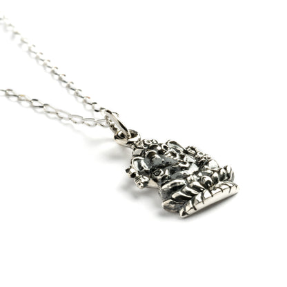 Ganesh Silver charm necklace left side view