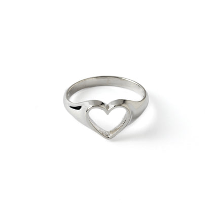 Open Heart Silver Ring frontal view