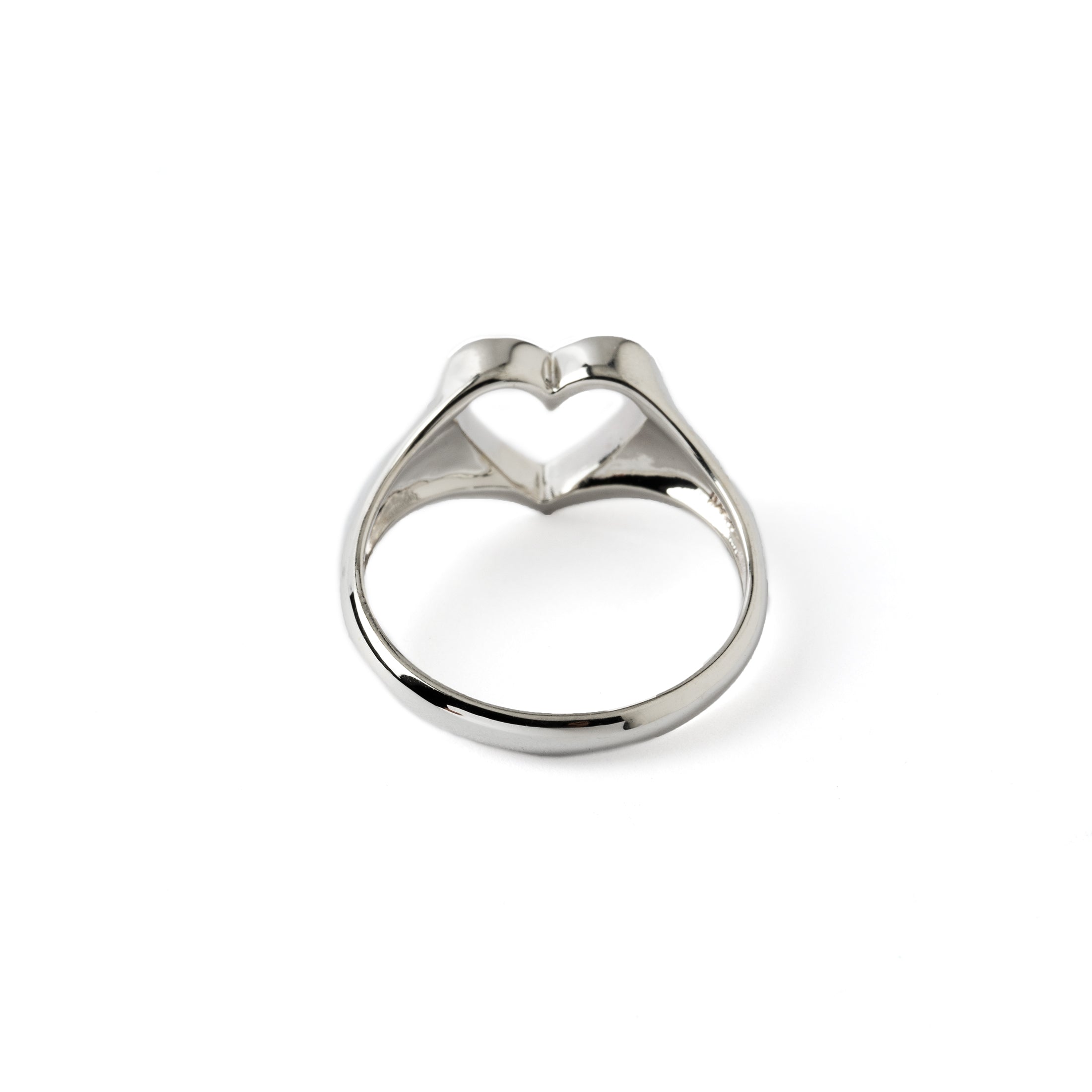 Open Heart Silver Ring back side view