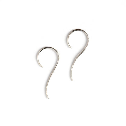 pair of silver wire hook earrings side view