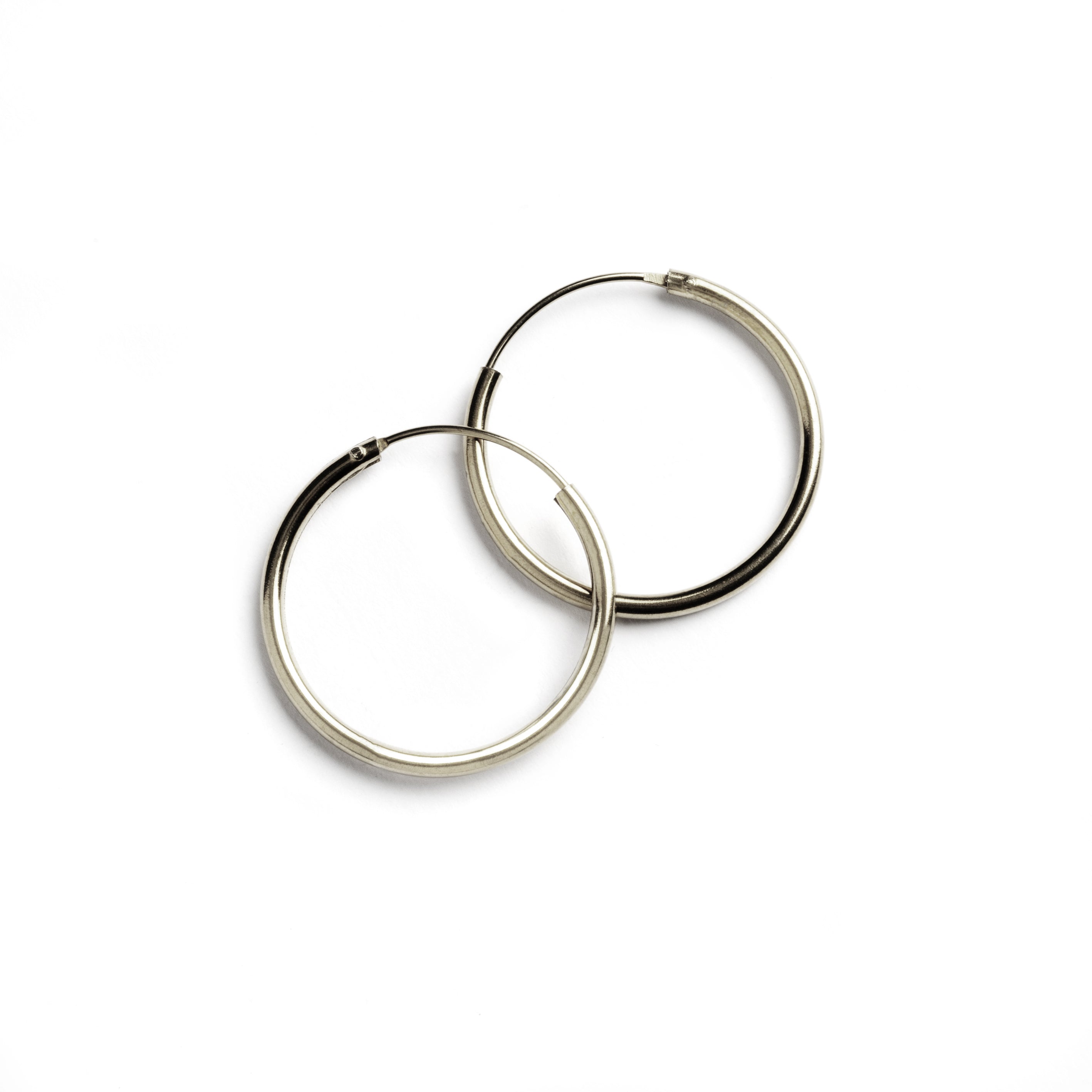 Plain Silver Hoop Earrings frontal view