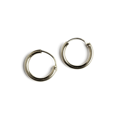 Plain Silver Hoop Earrings small size frontal view