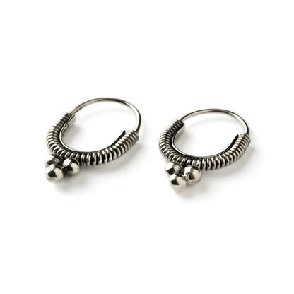 ethnic Silver coiled oval hoop earrings bottom view