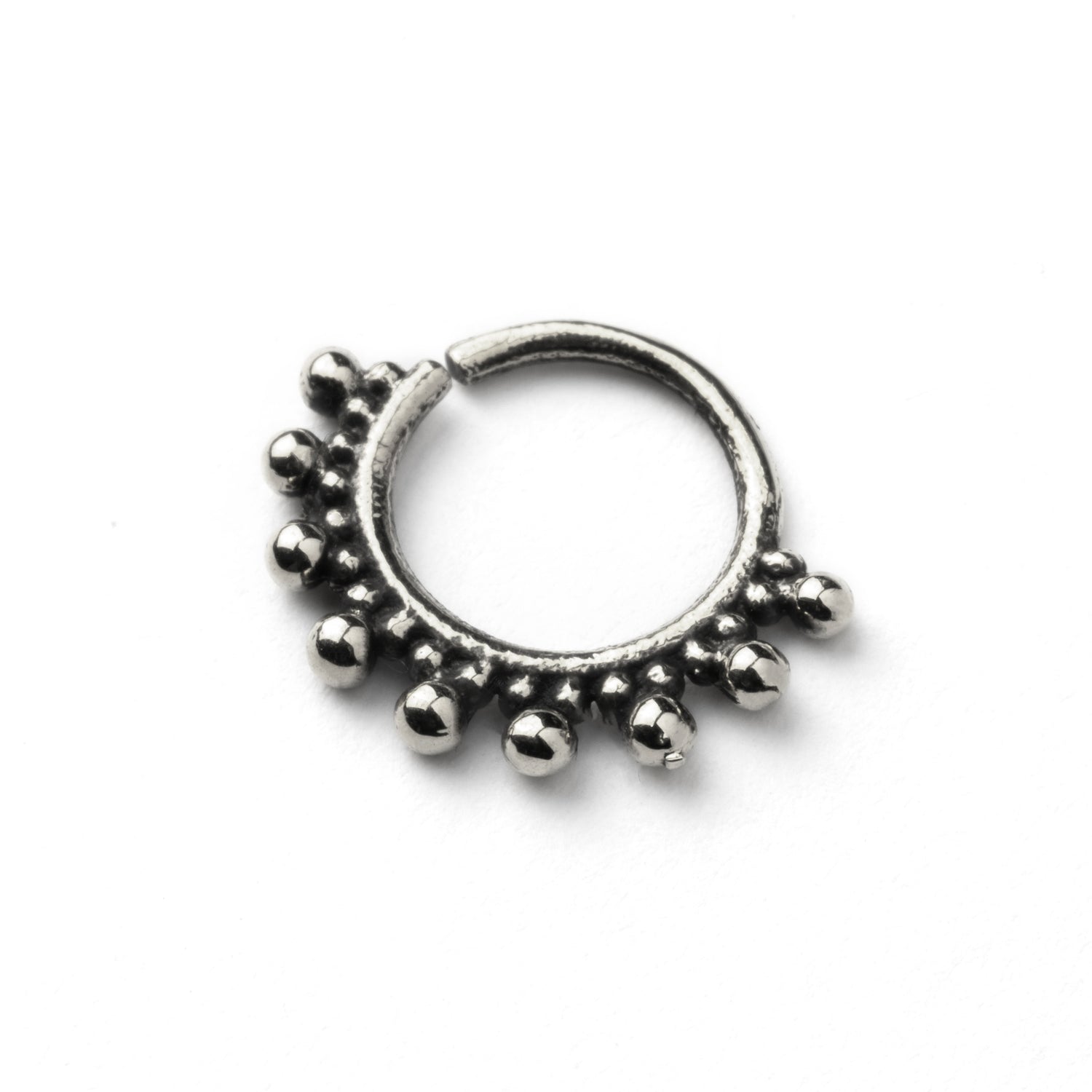 Indira silver septum ring right side view