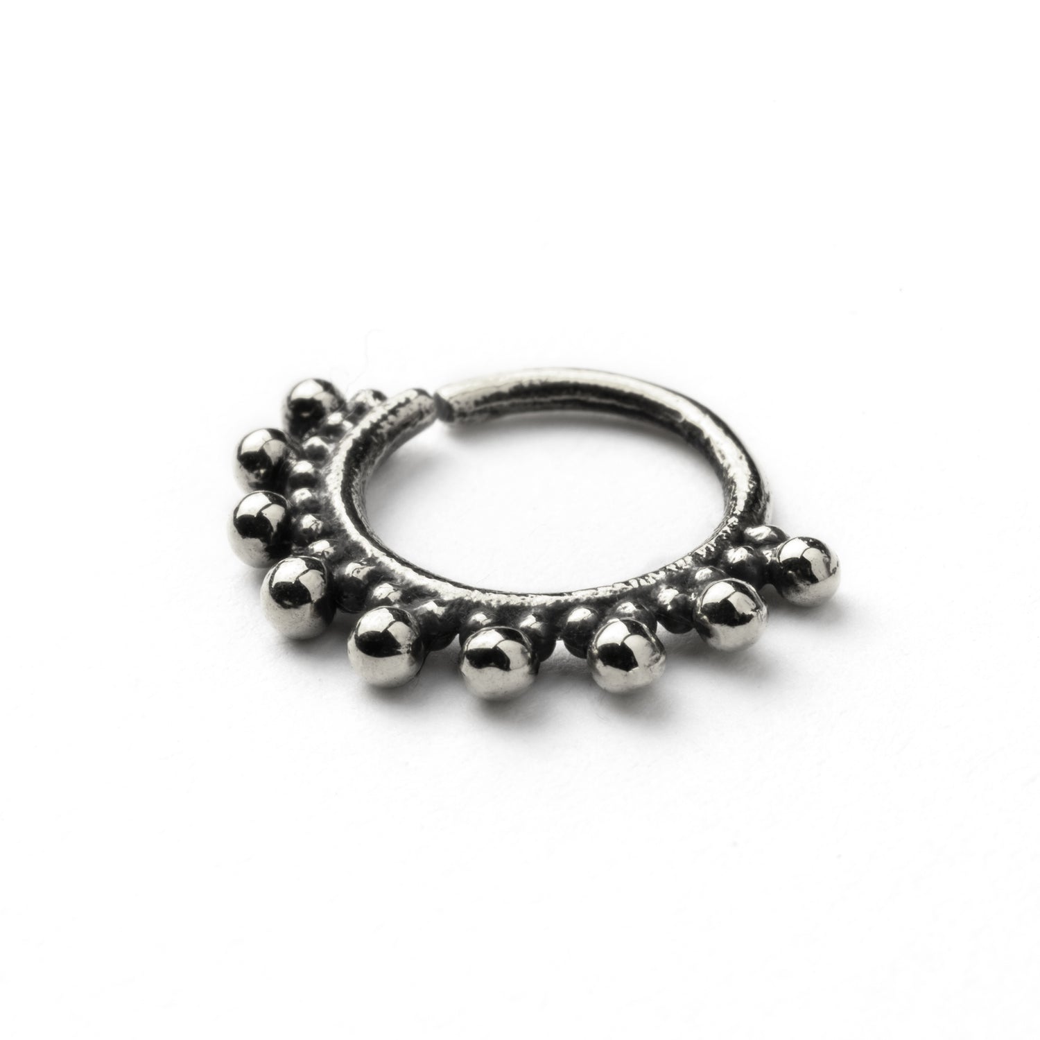 Indira silver septum ring side view