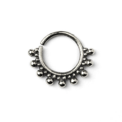 Indira silver septum ring frontal view