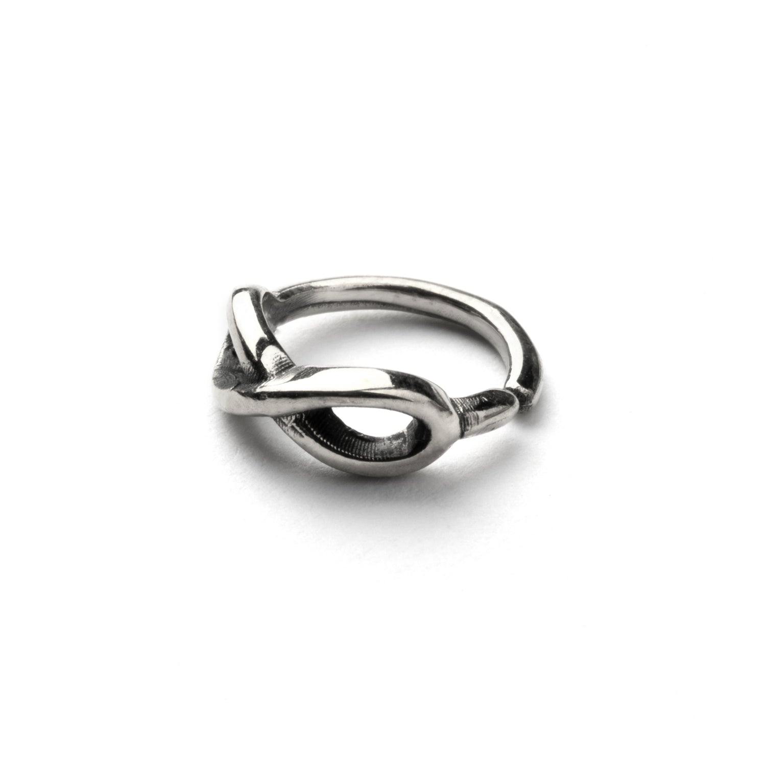 Silver Infinity piercing nose ring right side view