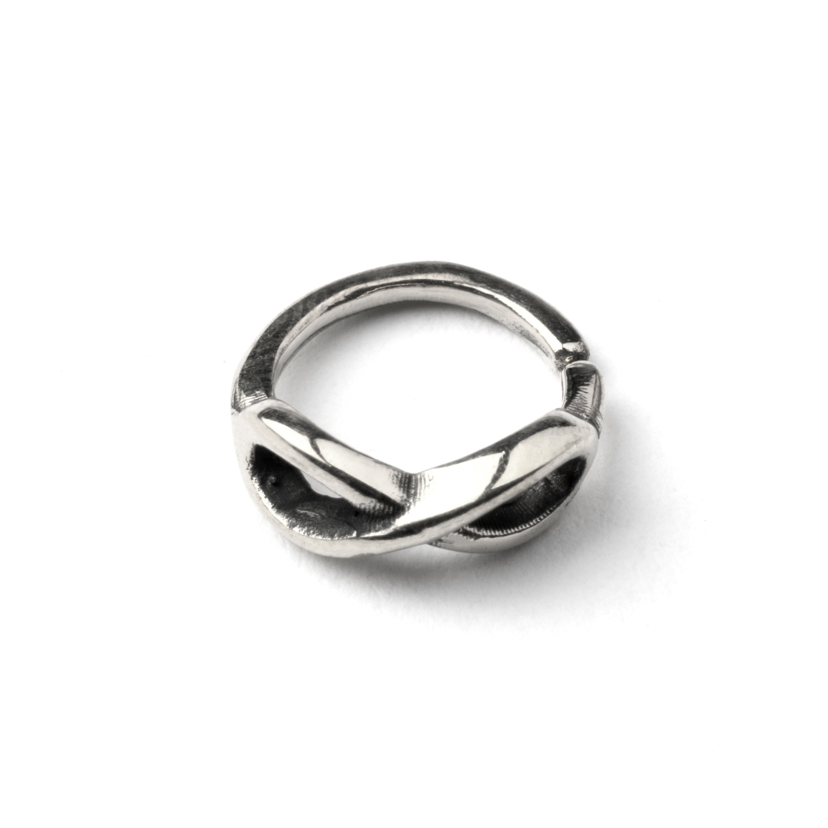 Silver Infinity piercing nose ring side view
