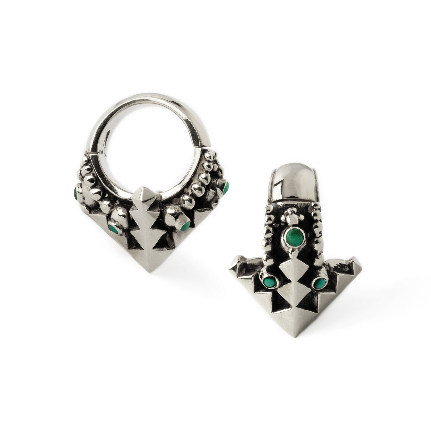 Karnataka Silver Ear Weights with Turquoise